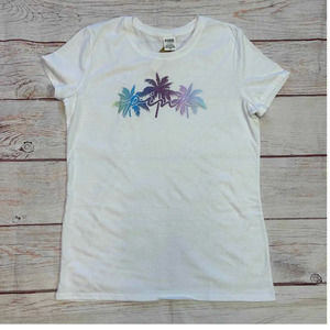 VS PINK Retired Glitter Palms Tee L